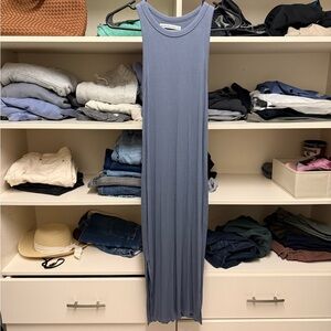 Abercrombie Sleeveless Ribbed Maxi Dress in Dusty Blue